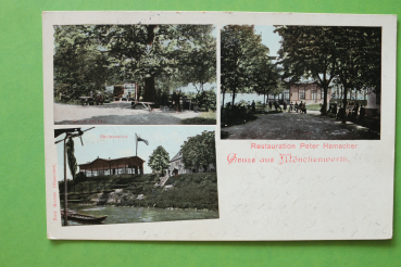 Postcard PC Moenchenwerth 1908 Restaurant Peter Hamacher Town architecture NRW